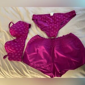 Old Navy Magenta Bikini and Swim Shorts